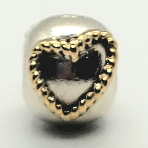 Pandora 14K Gold & Sterling Silver Braided Heart Clip - Picture 2 of 4